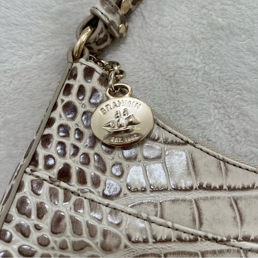 Brahmin Esme Meadowlands Floral Embroidered Snake Embossed Leather Shoulder Bag - Picture 4 of 14